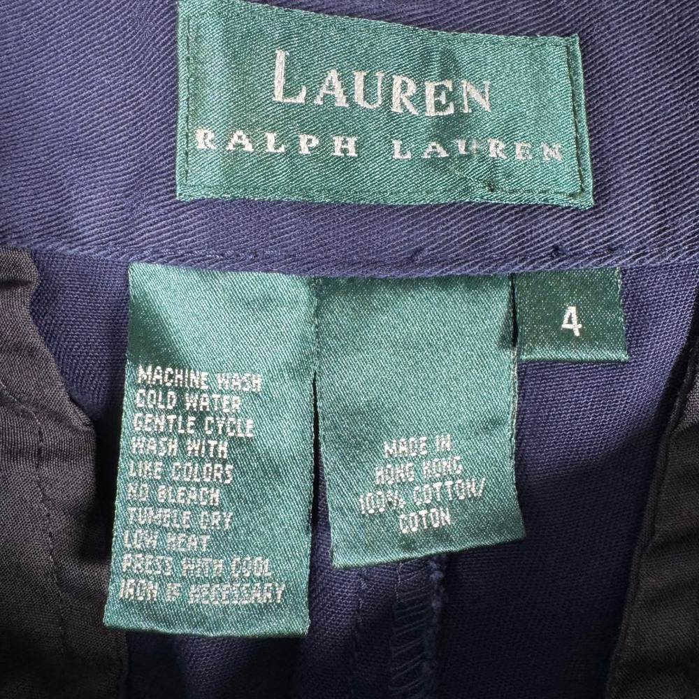 Lauren Ralph Lauren Navy Blue Cotton D-Ring Belted Chino Shorts Size 4 New - Picture 10 of 10